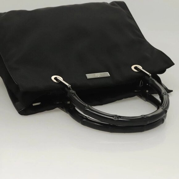 GUCCI Bamboo Hand Bag Nylon Black Silver 002 1016 Auth ep9594 - Picture 7 of 16